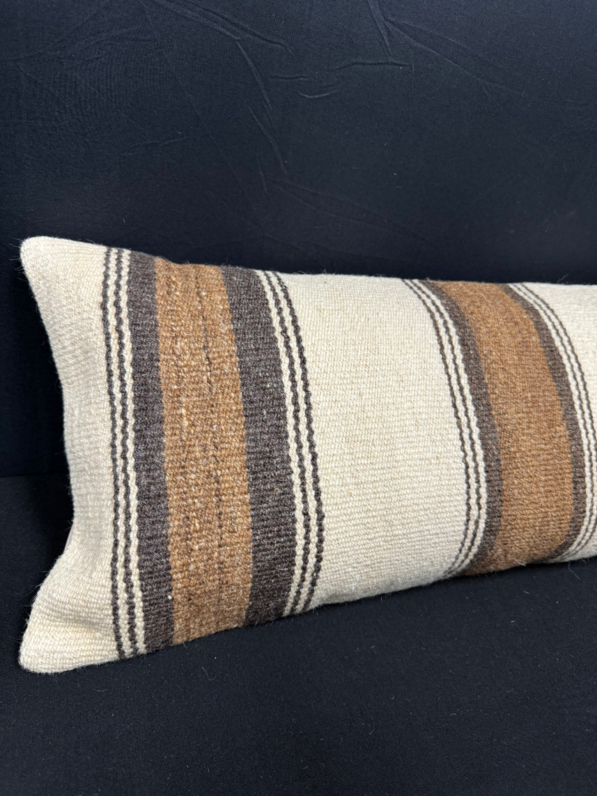 Turkish Hemp Pillow Cushion Natural Beige Brown Cushion Cover 12x46 #30329