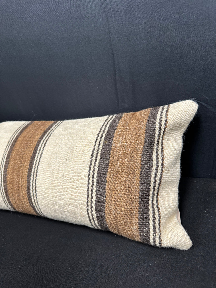 Turkish Hemp Pillow Cushion Natural Beige Brown Cushion Cover 12x46 #30329