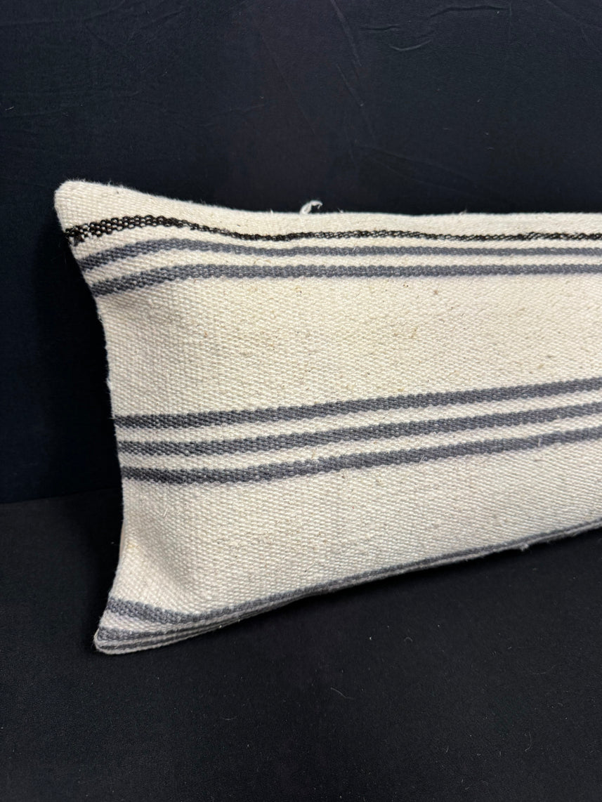 Turkish Hemp Pillow Cushion Natural Beige Gray Cushion Cover 12x46 #30338