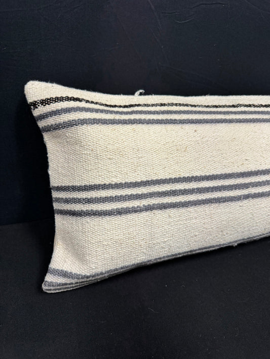 Turkish Hemp Pillow Cushion Natural Beige Gray Cushion Cover 12x46 #30338