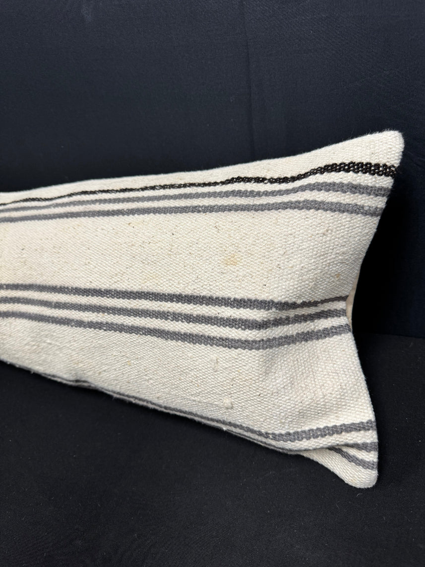 Turkish Hemp Pillow Cushion Natural Beige Gray Cushion Cover 12x46 #30338