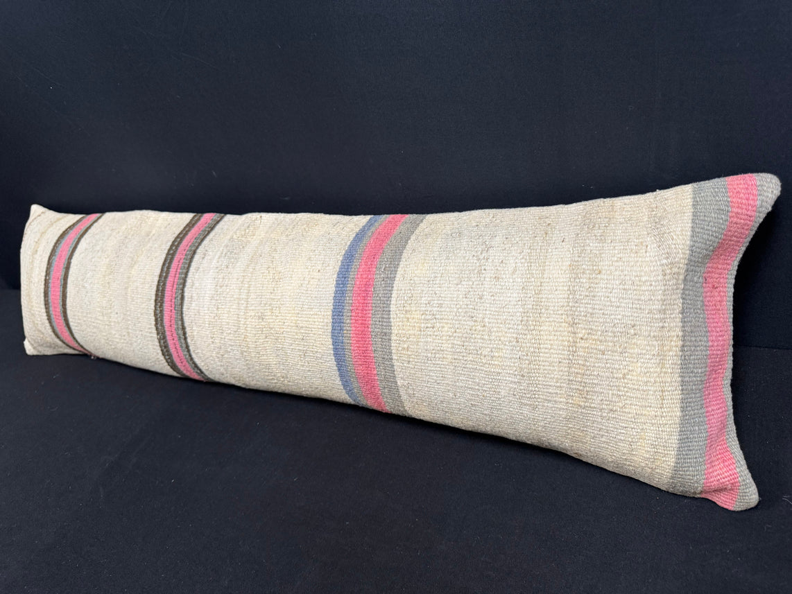 Turkish Hemp Pillow Cushion Natural Beige Brown Cushion Cover 12x46 #30337