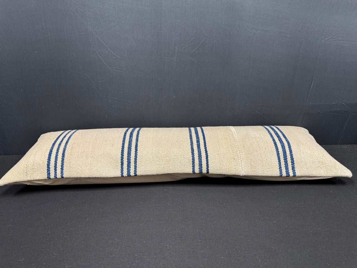 Turkish Hemp Pillow Cushion Natural Beige Blue Cushion Cover 14x45 #18051