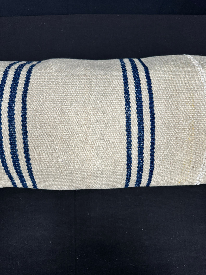 Turkish Hemp Pillow Cushion Natural Beige Blue Cushion Cover 14x45 #18051