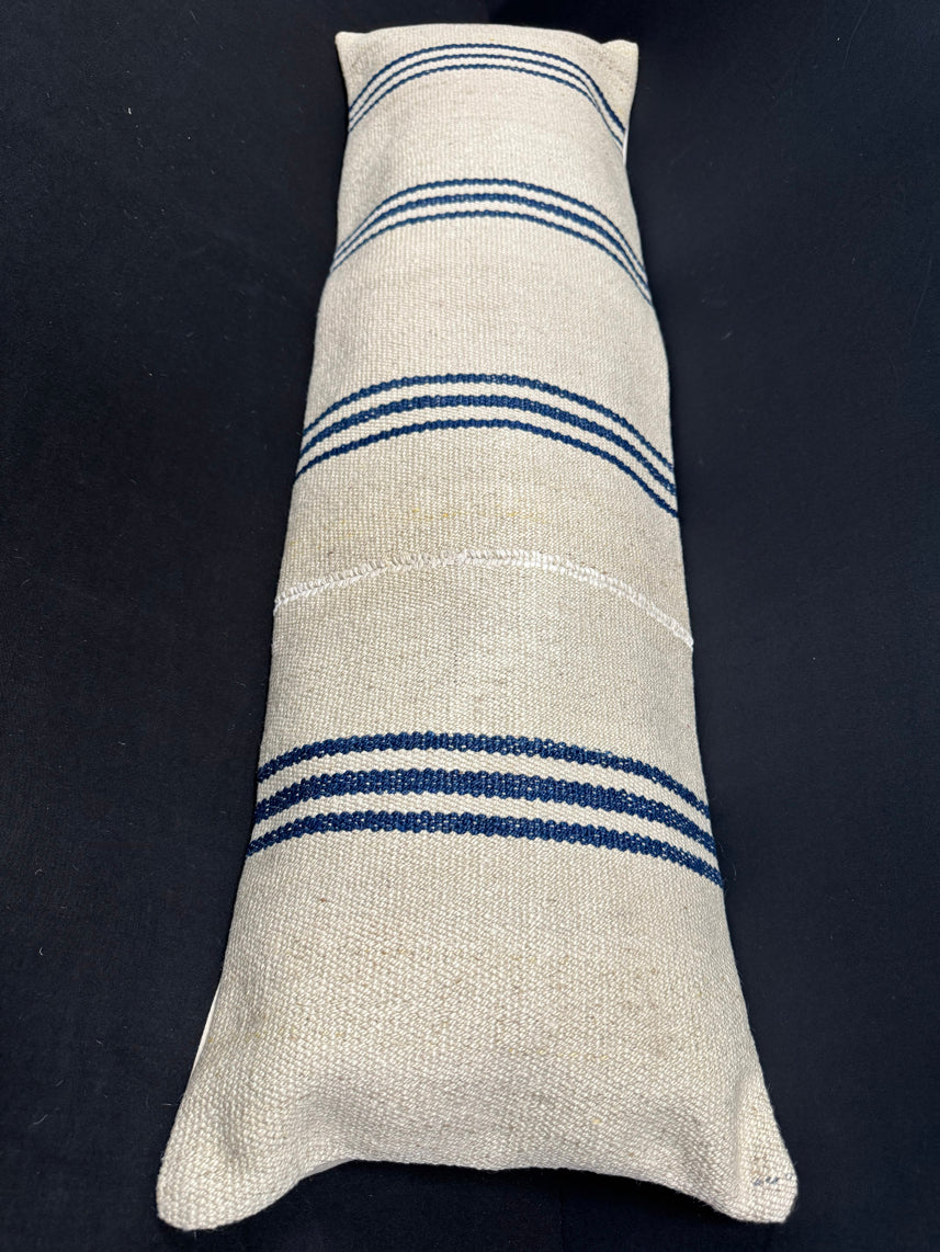 Turkish Hemp Pillow Cushion Natural Beige Blue Cushion Cover 14x45 #18051