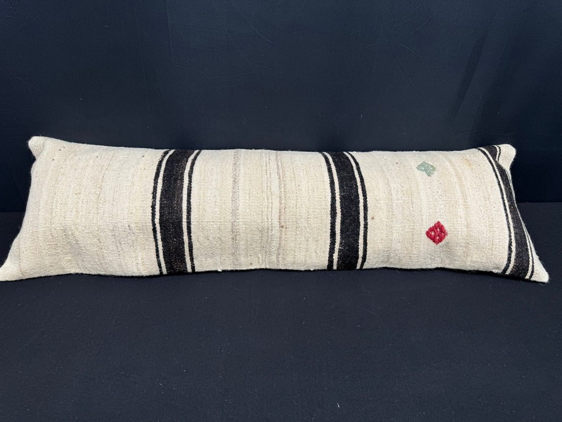Turkish Hemp Pillow Cushion Natural Beige BlackCushion Cover 14x45 #18020