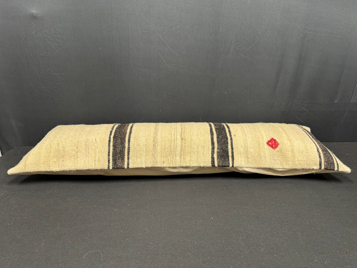 Turkish Hemp Pillow Cushion Natural Beige BlackCushion Cover 14x45 #18020