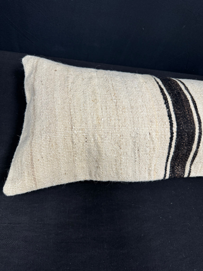 Turkish Hemp Pillow Cushion Natural Beige BlackCushion Cover 14x45 #18020