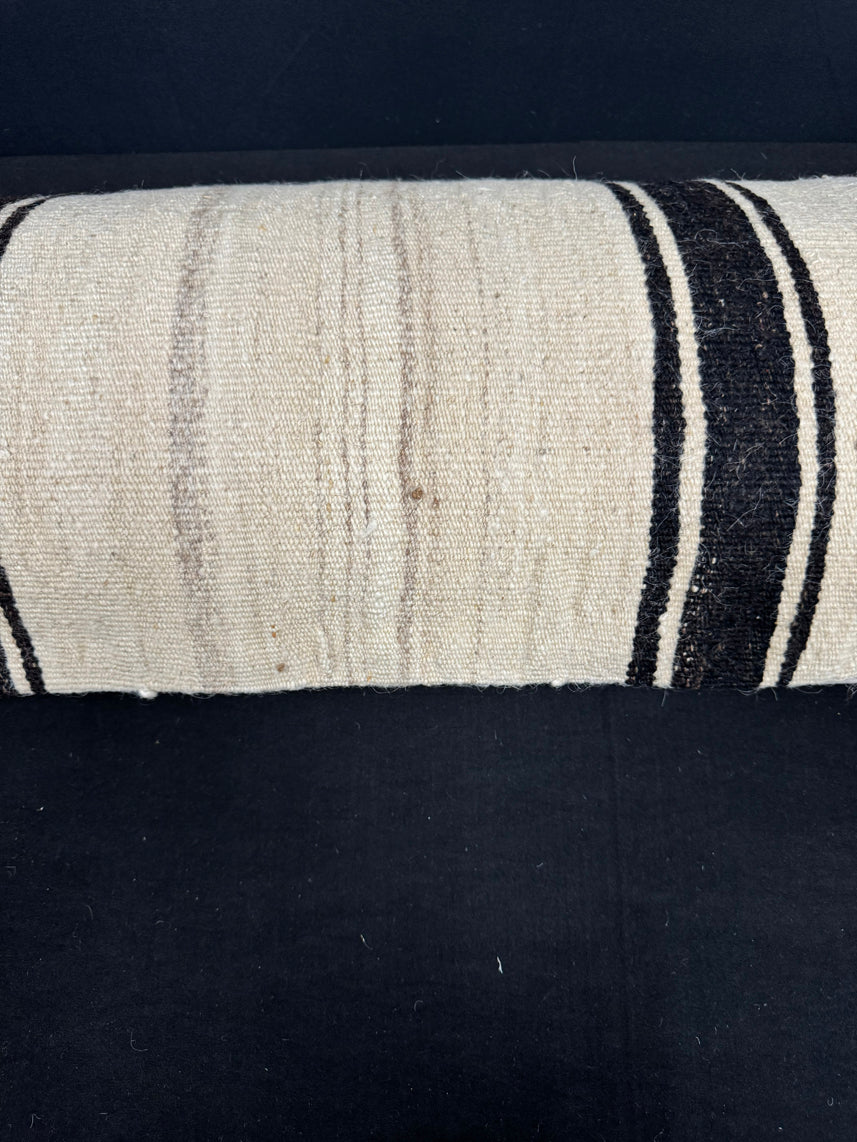 Turkish Hemp Pillow Cushion Natural Beige BlackCushion Cover 14x45 #18020