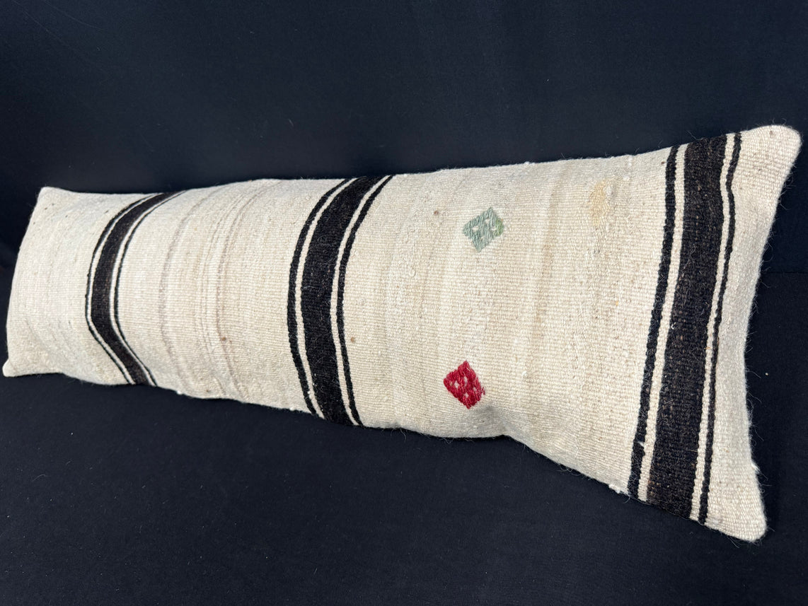 Turkish Hemp Pillow Cushion Natural Beige BlackCushion Cover 14x45 #18020