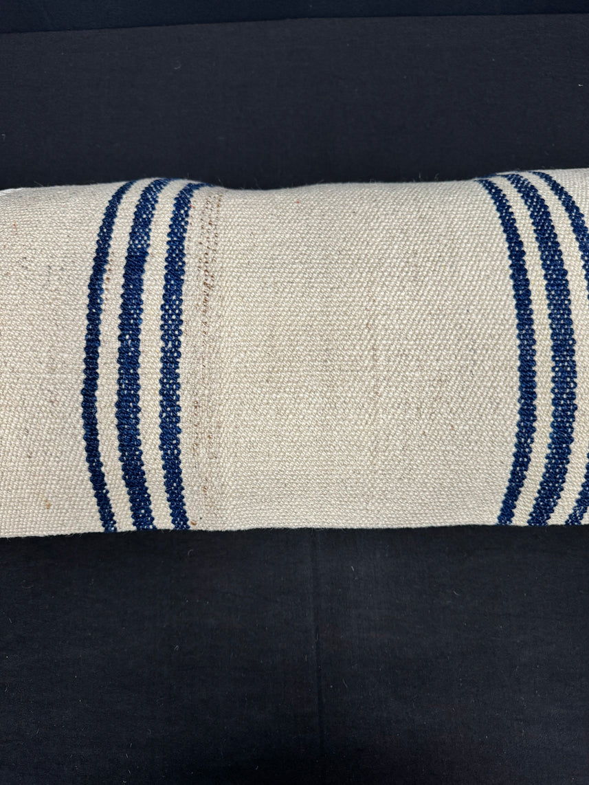 Turkish Hemp Pillow Cushion Natural Beige Blue Cushion Cover 14x45 #18043