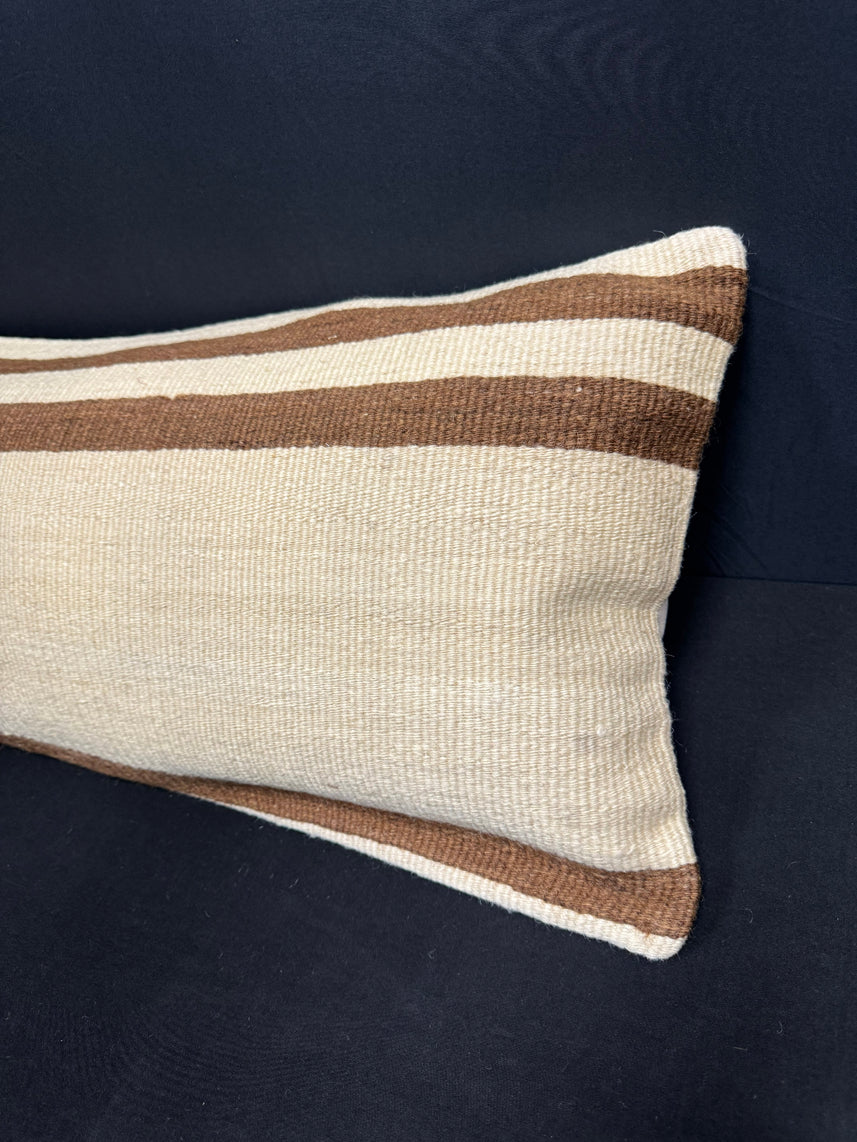 Turkish Hemp Pillow Cushion Natural Beige Brown Cushion Cover 14x45 #18027