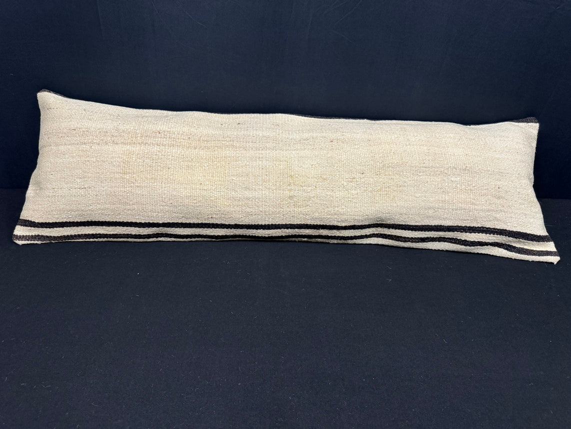 Turkish Hemp Pillow Cushion Natural Beige Black Cushion Cover 14x45 #18059