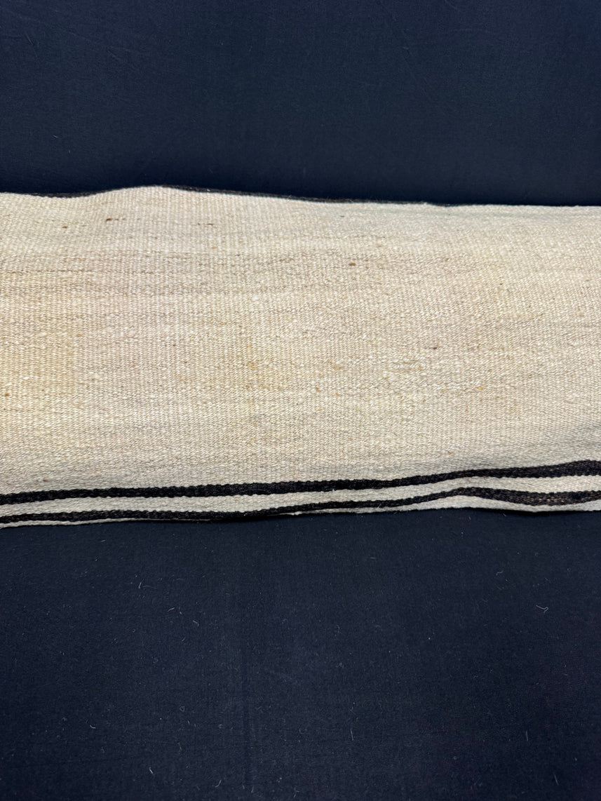 Turkish Hemp Pillow Cushion Natural Beige Black Cushion Cover 14x45 #18059