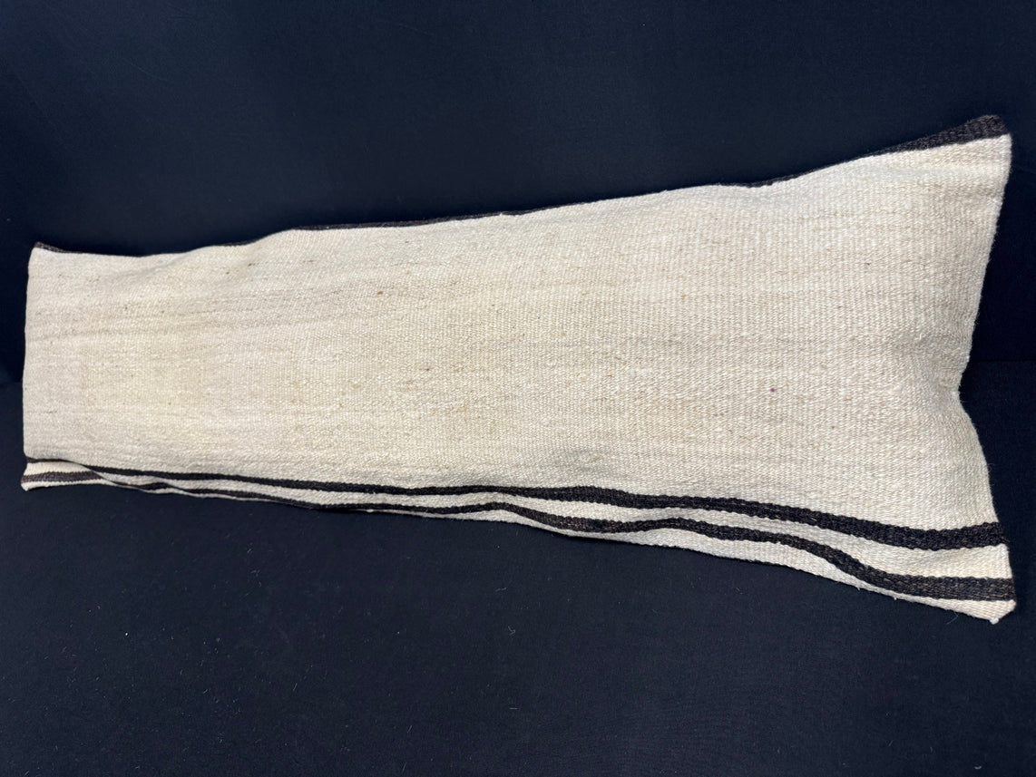 Turkish Hemp Pillow Cushion Natural Beige Black Cushion Cover 14x45 #18059