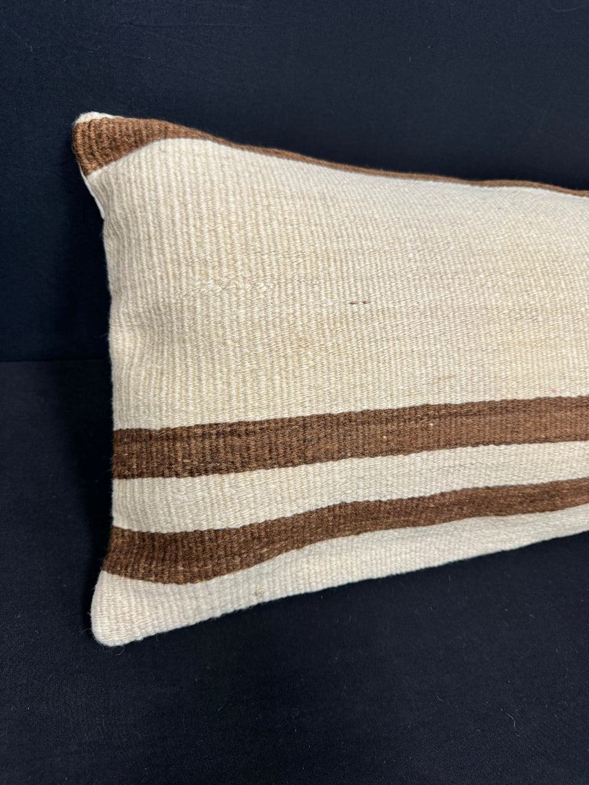 Turkish Hemp Pillow Cushion Natural Beige Brown Cushion Cover 14x45 #18053