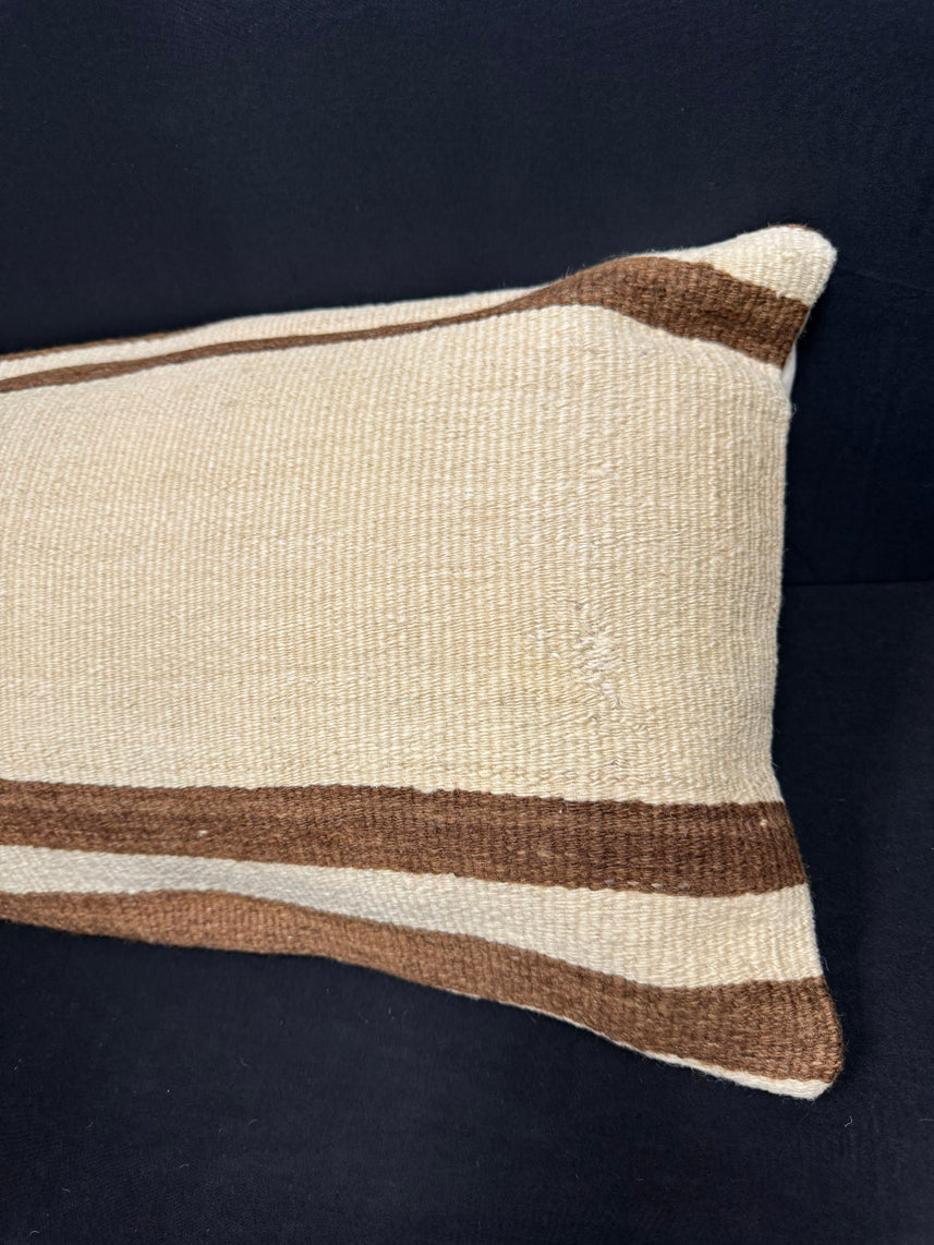 Turkish Hemp Pillow Cushion Natural Beige Brown Cushion Cover 14x45 #18053