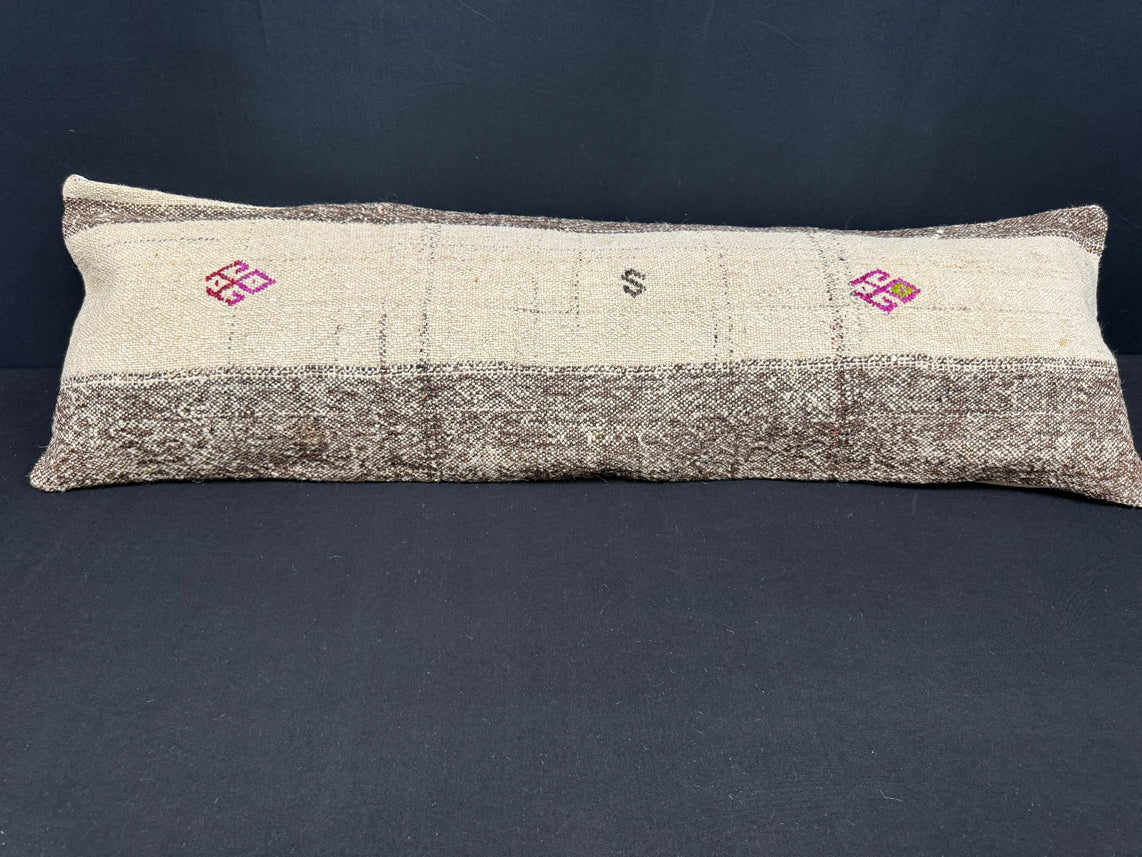 Turkish Hemp Pillow Cushion Natural Beige Gray Cushion Cover 14x45 #18019