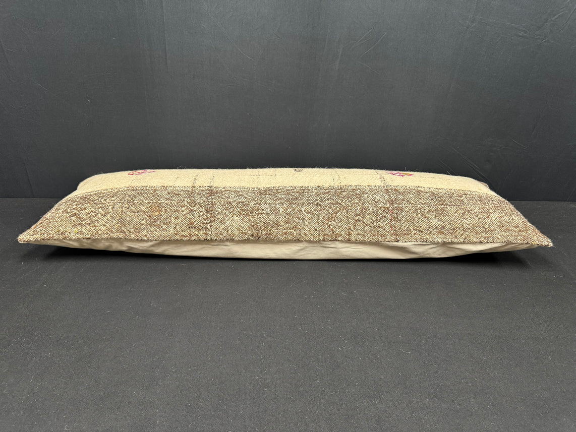 Turkish Hemp Pillow Cushion Natural Beige Gray Cushion Cover 14x45 #18019