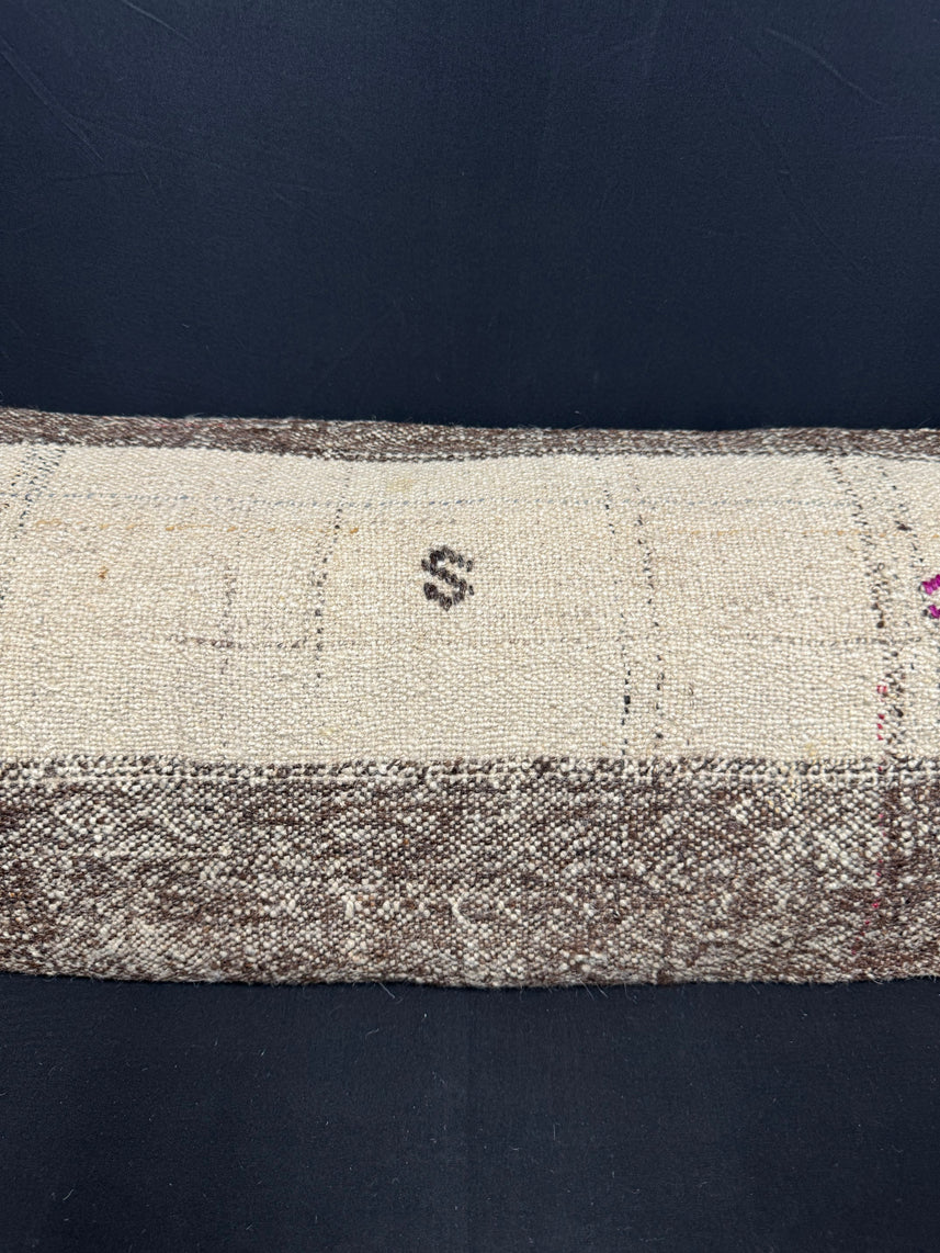 Turkish Hemp Pillow Cushion Natural Beige Gray Cushion Cover 14x45 #18019