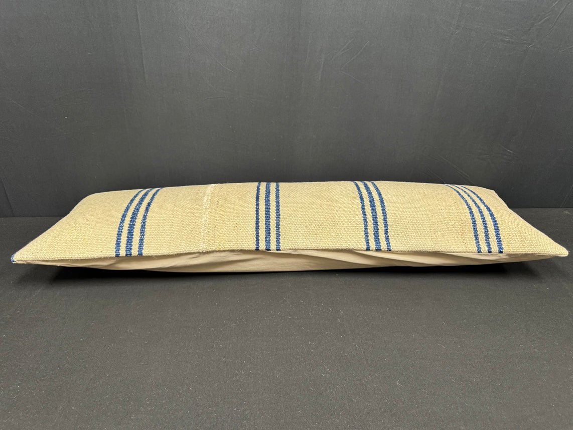 Turkish Hemp Pillow Cushion Natural Beige Blue Cushion Cover 14x45 #18005