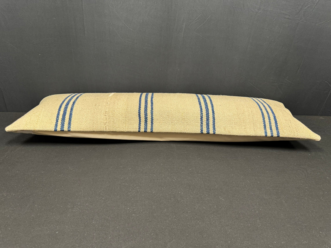 Turkish Hemp Pillow Cushion Natural Beige Blue Cushion Cover 14x45 #18008