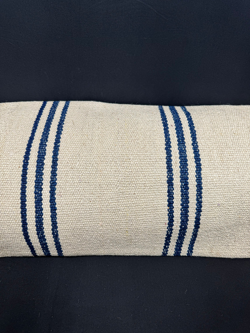 Turkish Hemp Pillow Cushion Natural Beige Blue Cushion Cover 14x45 #18008