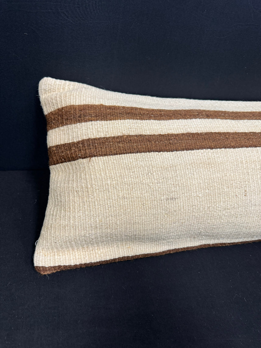 Turkish Hemp Pillow Cushion Natural Beige Brown Cushion Cover 14x45 #18029
