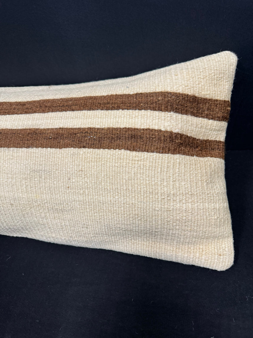 Turkish Hemp Pillow Cushion Natural Beige Brown Cushion Cover 14x45 #18029