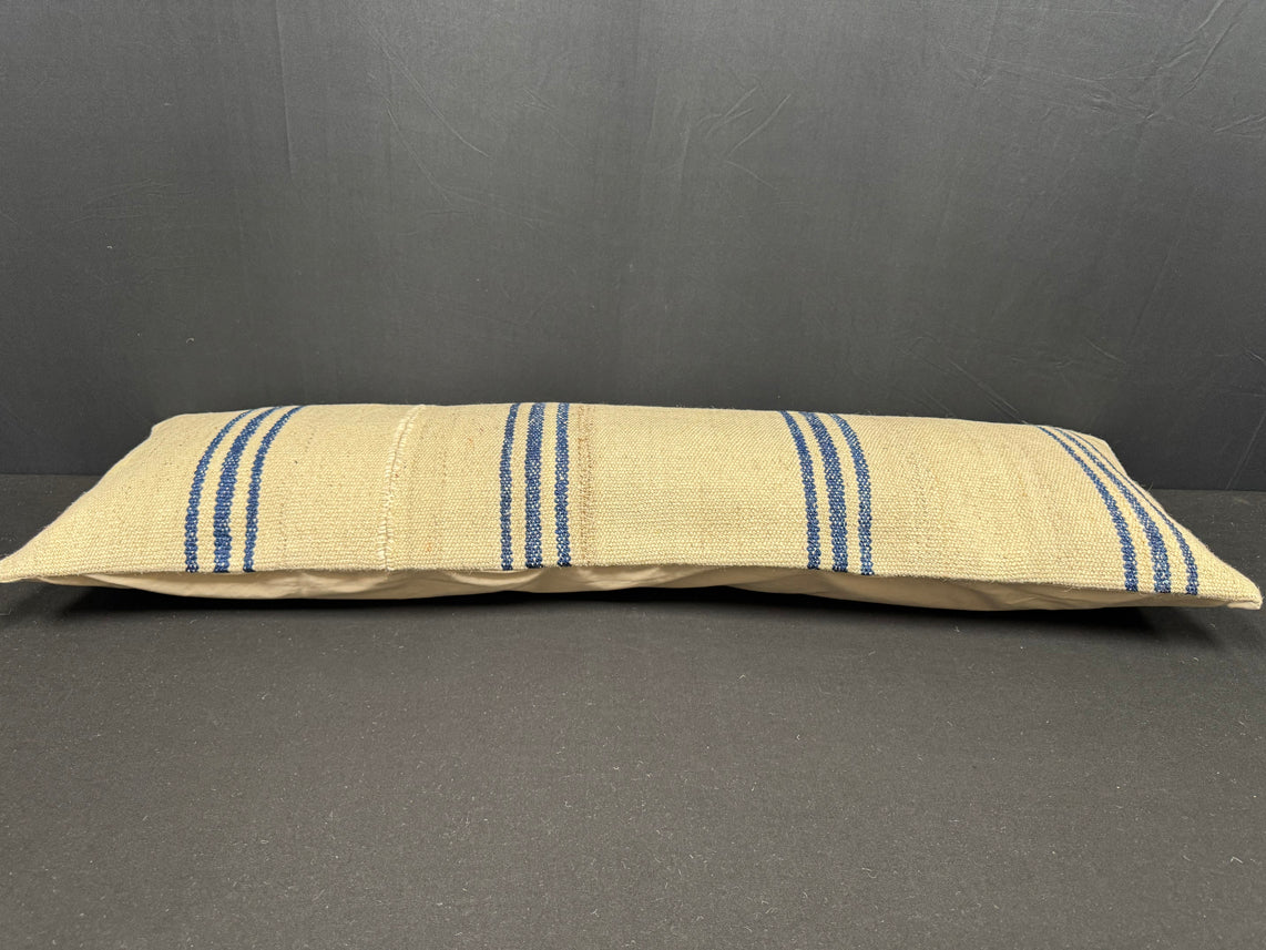 Turkish Hemp Pillow Cushion Natural Beige Blue Cushion Cover 14x45 #18012