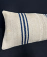Turkish Hemp Pillow Cushion Natural Beige Blue Cushion Cover 14x45 #18012