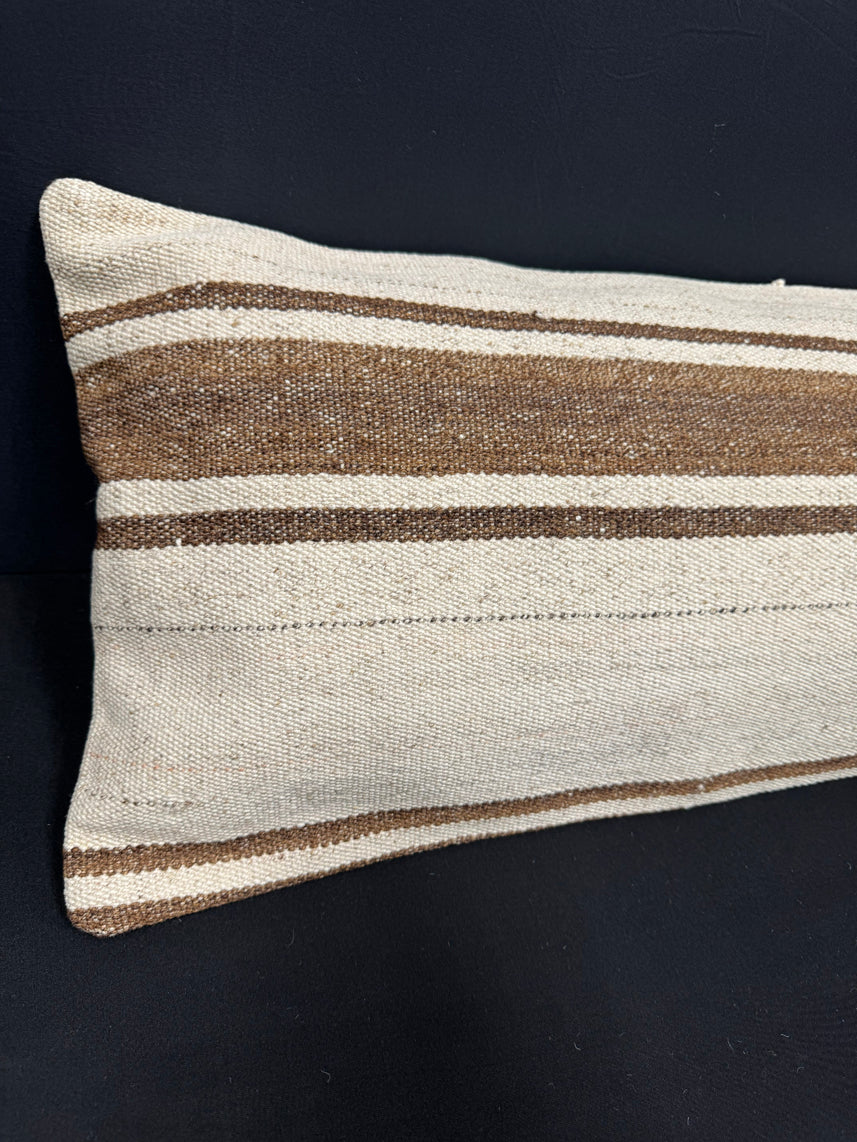 Turkish Hemp Pillow Cushion Natural Beige Brown Cushion Cover 14x45 #18036