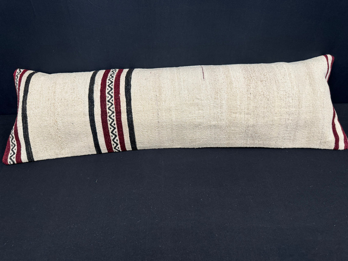 Turkish Hemp Pillow Cushion Natural Beige Black Cushion Cover 14x45 #18014
