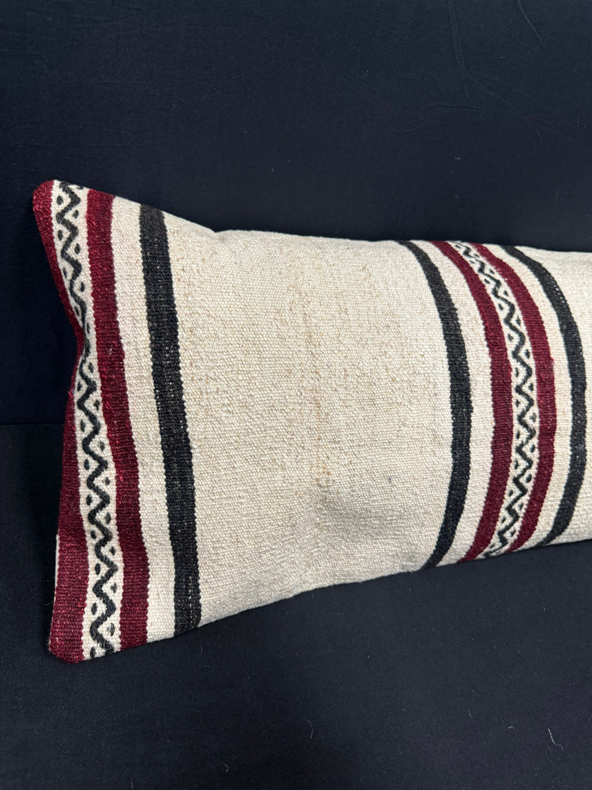 Turkish Hemp Pillow Cushion Natural Beige Black Cushion Cover 14x45 #18014