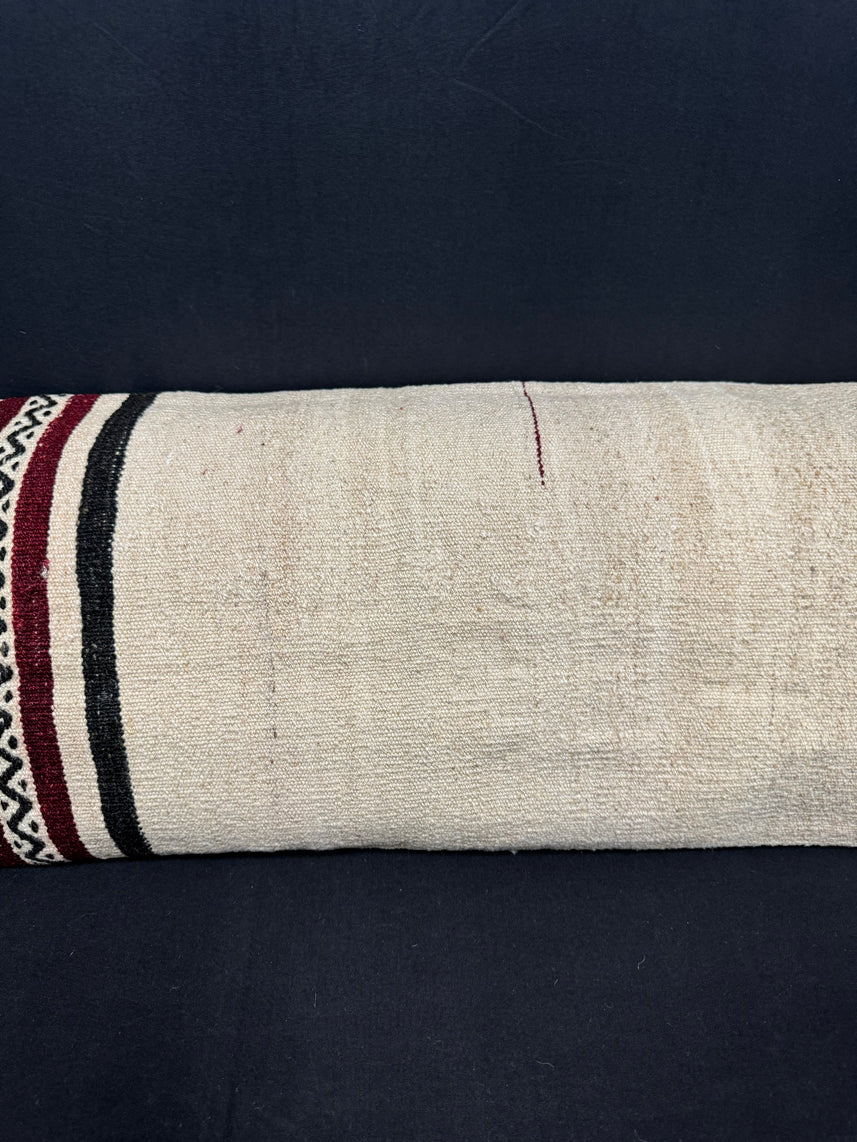 Turkish Hemp Pillow Cushion Natural Beige Black Cushion Cover 14x45 #18014