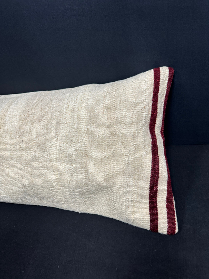 Turkish Hemp Pillow Cushion Natural Beige Black Cushion Cover 14x45 #18014