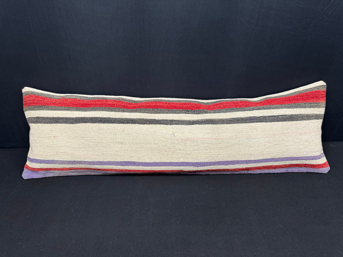 Turkish Hemp Pillow Cushion Natural Beige Red Cushion Cover 14x45 #18018