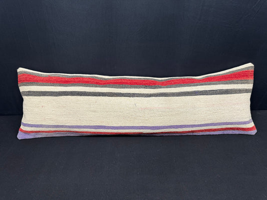 Turkish Hemp Pillow Cushion Natural Beige Red Cushion Cover 14x45 #18018