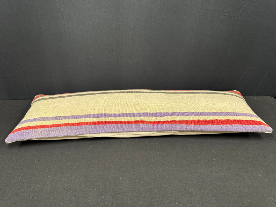 Turkish Hemp Pillow Cushion Natural Beige Red Cushion Cover 14x45 #18018