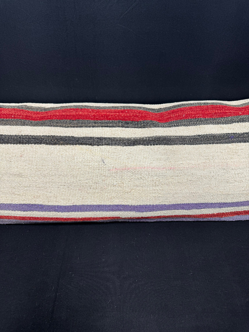 Turkish Hemp Pillow Cushion Natural Beige Red Cushion Cover 14x45 #18018