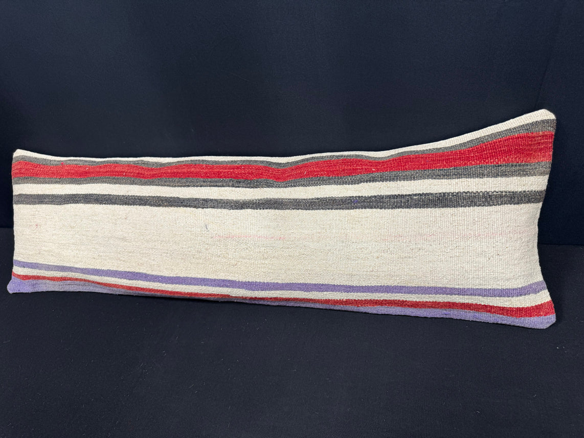Turkish Hemp Pillow Cushion Natural Beige Red Cushion Cover 14x45 #18018