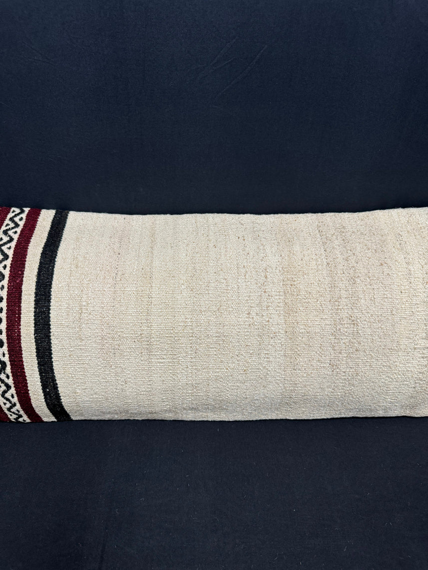 Turkish Hemp Pillow Cushion Natural Beige Black Cushion Cover 14x45 #18063