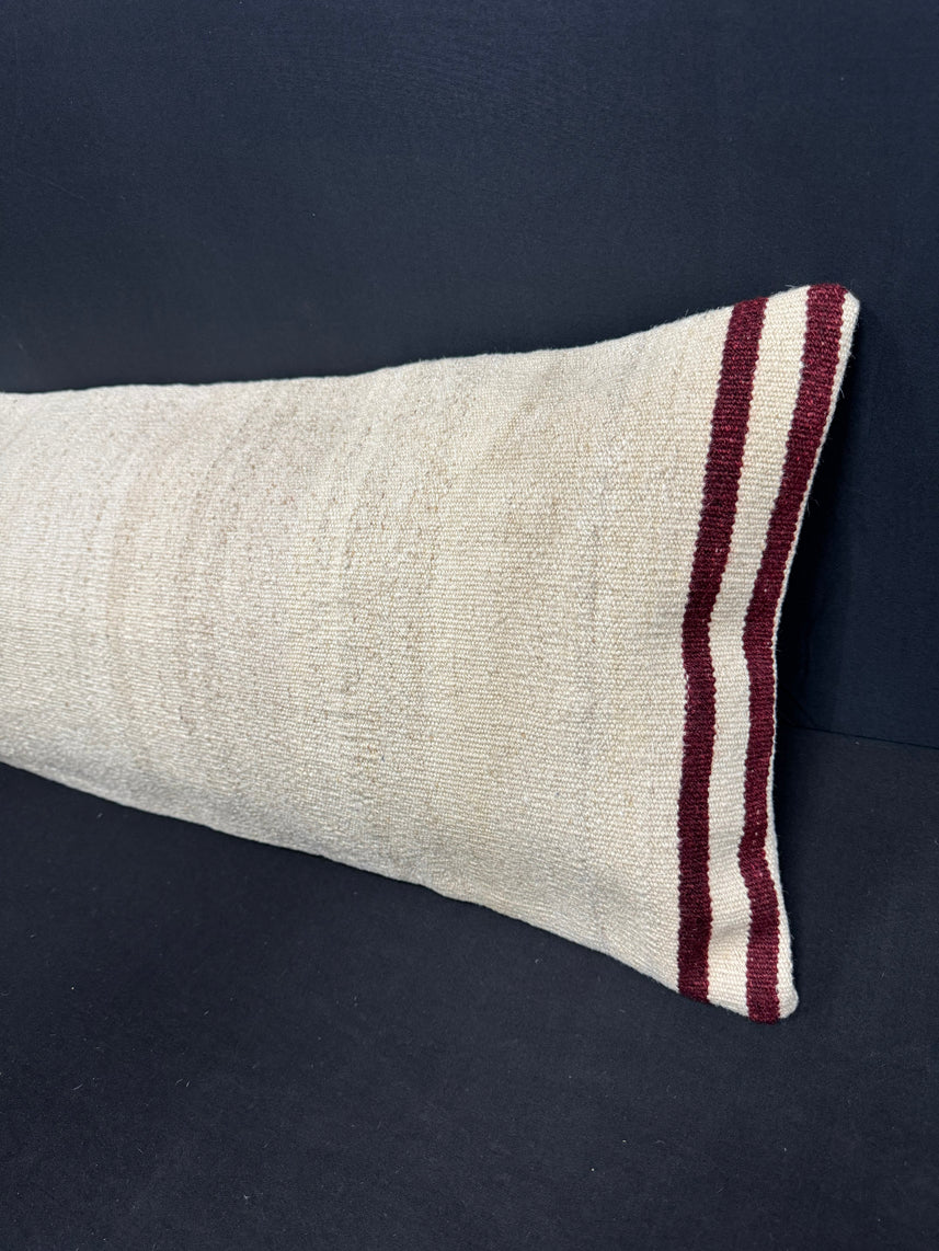Turkish Hemp Pillow Cushion Natural Beige Black Cushion Cover 14x45 #18063