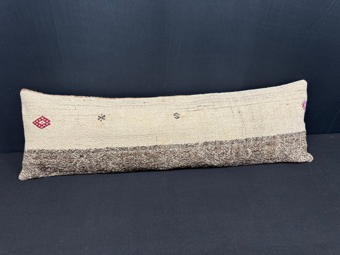 Turkish Hemp Pillow Cushion Natural Beige Gray Cushion Cover 14x45 #18017