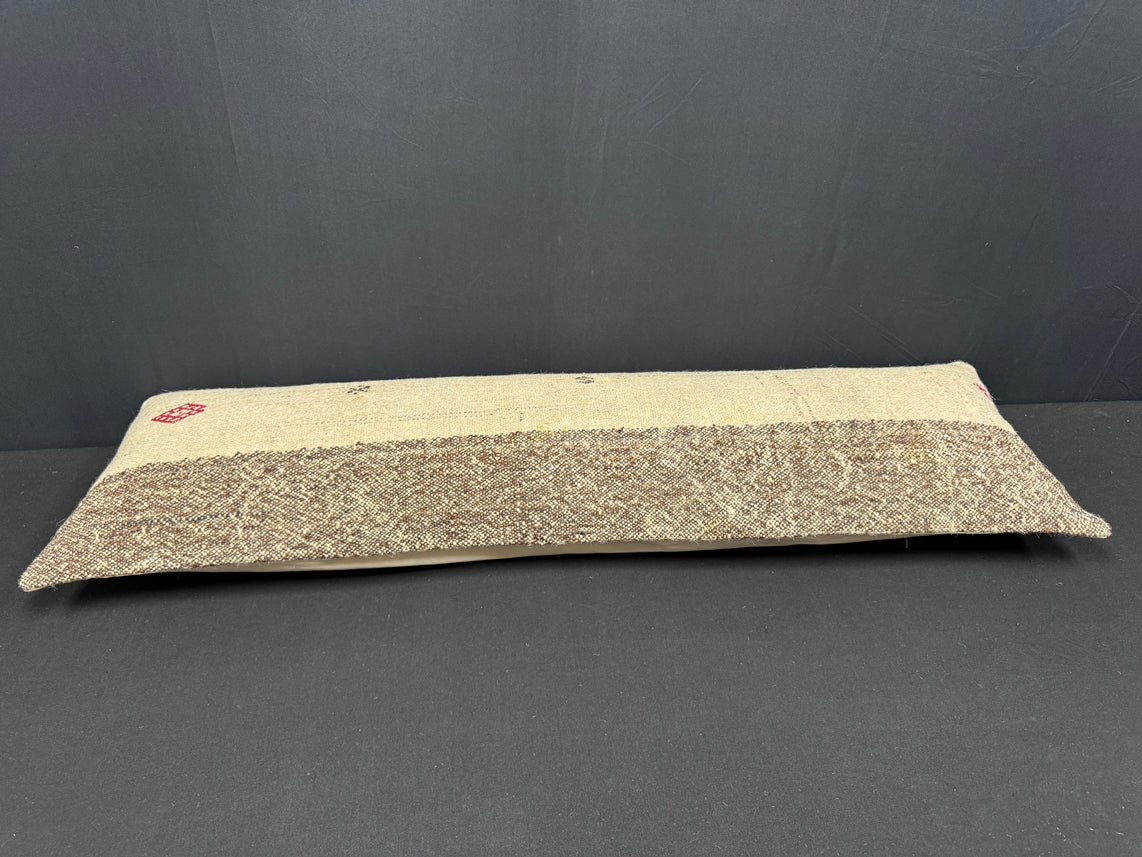 Turkish Hemp Pillow Cushion Natural Beige Gray Cushion Cover 14x45 #18017