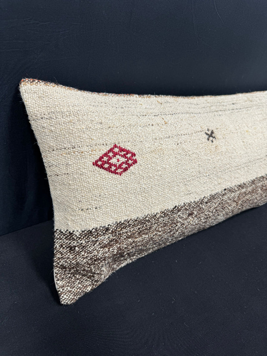 Turkish Hemp Pillow Cushion Natural Beige Gray Cushion Cover 14x45 #18017