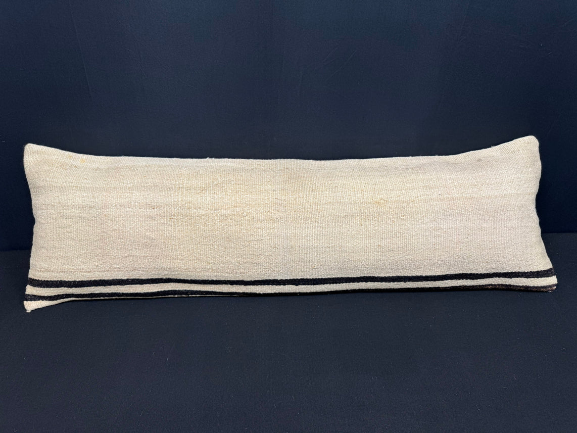 Turkish Hemp Pillow Cushion Natural Beige Black Cushion Cover 14x45 #18040