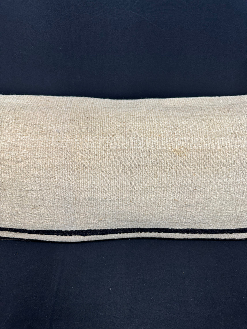 Turkish Hemp Pillow Cushion Natural Beige Black Cushion Cover 14x45 #18040