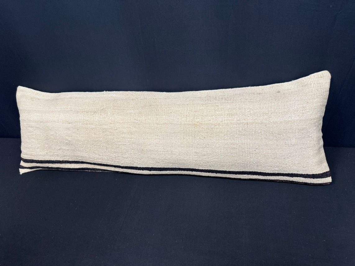 Turkish Hemp Pillow Cushion Natural Beige Black Cushion Cover 14x45 #18040
