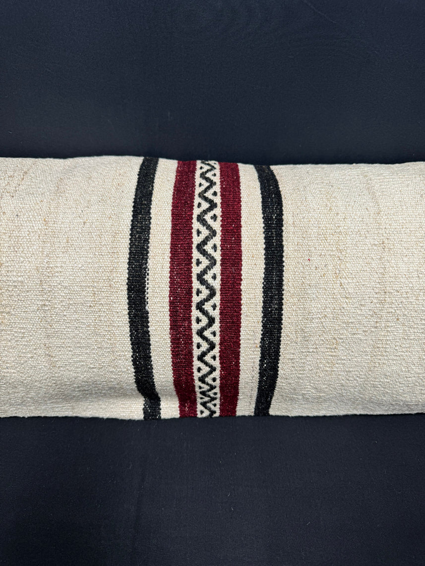 Turkish Hemp Pillow Cushion Natural Beige Black Cushion Cover 14x45 #18068